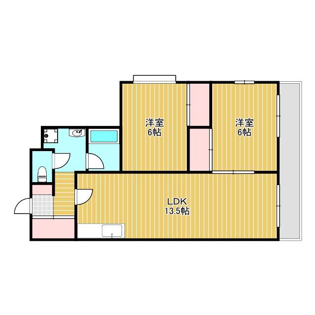 CREA桜の町(2LDK/1階)の間取り写真