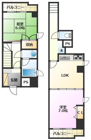 エストレリータ2(2LDK/2階)の間取り写真