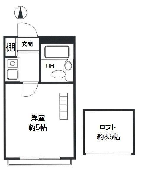 プラザドゥペートンC棟 C(1K/1階)の間取り写真