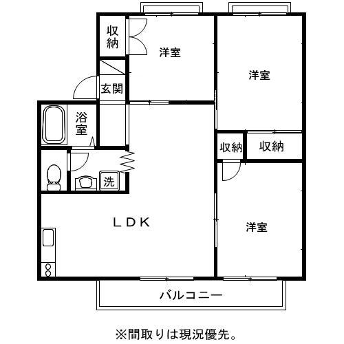 セジュール平安I(3LDK/2階)の間取り写真