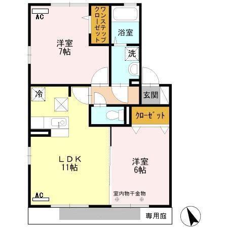 ジュリエッタA(2LDK/1階)の間取り写真