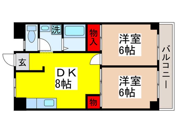 アルファビルディング(2DK/3階)の間取り写真
