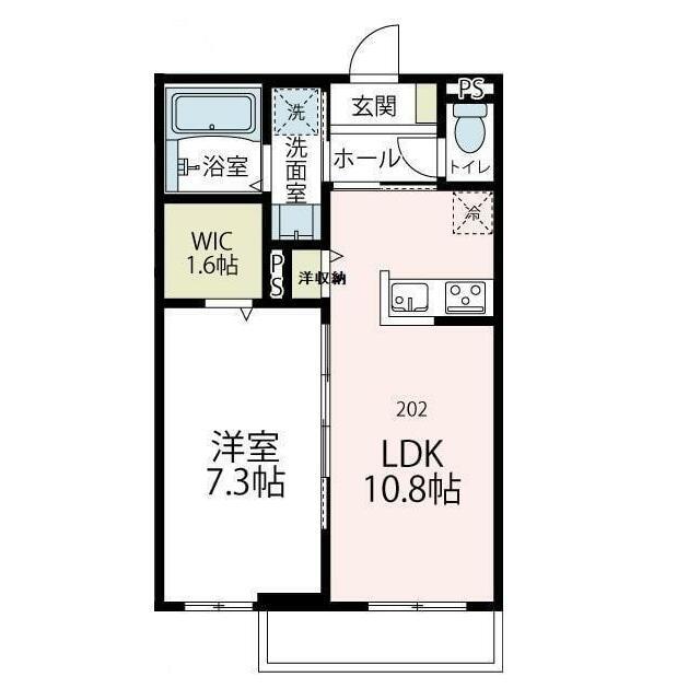 ヴァイセヴェレ鎌倉(1LDK/2階)の間取り写真