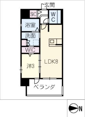 サンパーク上前津 II(1LDK/9階)の間取り写真