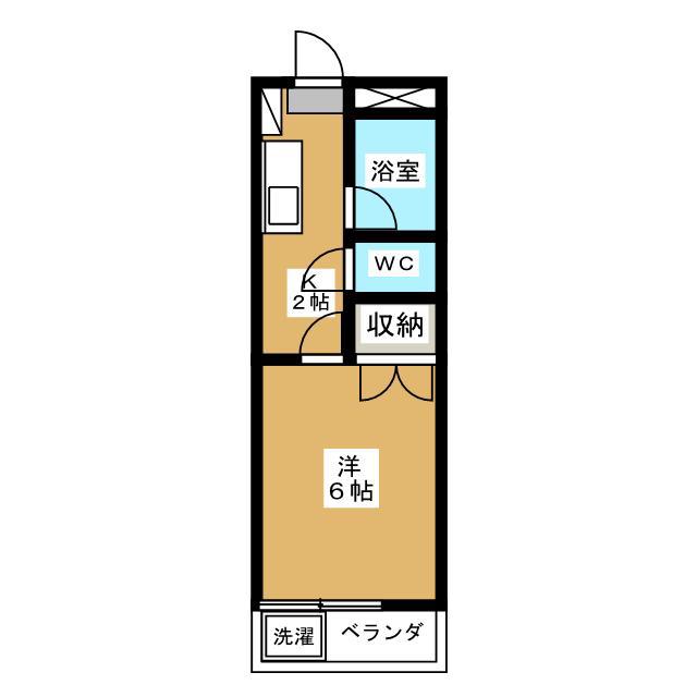 グランレーブ河原(1K/1階)の間取り写真