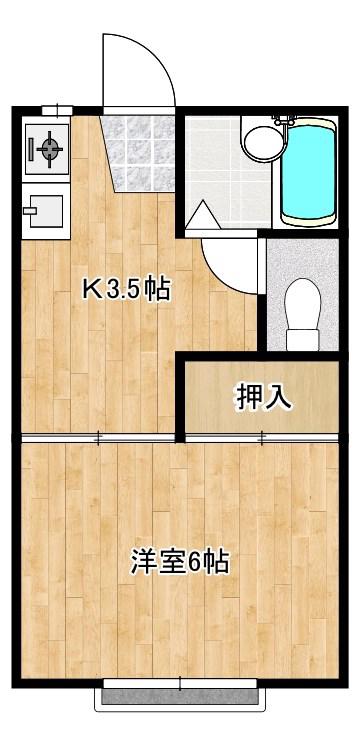 ハイツラフォーレ(1K/2階)の間取り写真