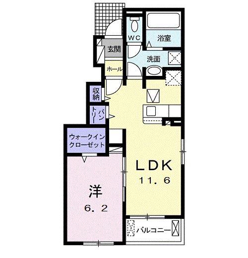 ルオント(1LDK/1階)の間取り写真