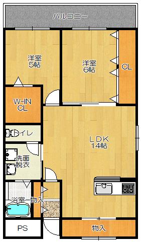 中野セカンドハイツ(2LDK/1階)の間取り写真