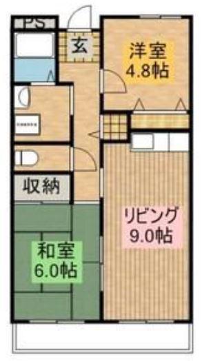 ジョイフル久米田(2DK/4階)の間取り写真