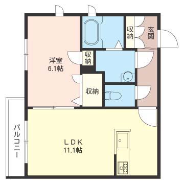 ボン・ソール(1LDK/2階)の間取り写真