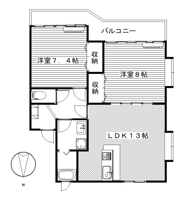 プリムヴェールB(2LDK/2階)の間取り写真