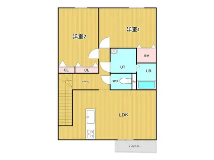 アニメ―トヴィラ I(2LDK/2階)の間取り写真