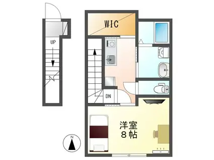 ユメゾン 学生限定アパート(1K/2階)の間取り写真