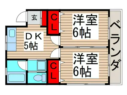 藤井マンション(2DK/3階)の間取り写真