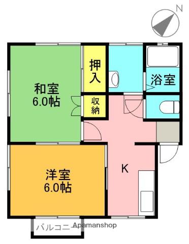 ハイツMIKAWA(2K/2階)の間取り写真