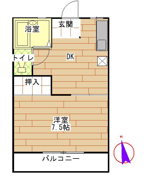 コーポ舟山II(1DK/1階)の間取り写真