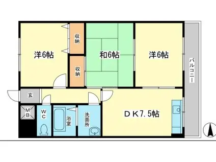 シェーンシュロス(3DK/2階)の間取り写真