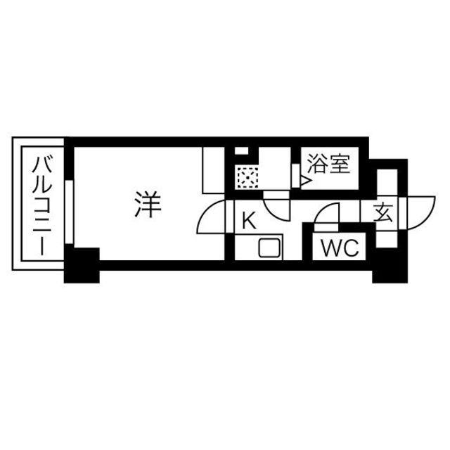 URO玉造II(1K/4階)の間取り写真