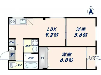オーナーズマンション南巽(2LDK/4階)の間取り写真