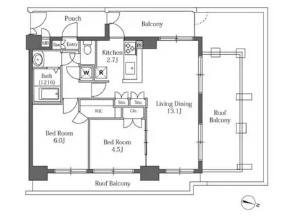 ラサンテ広尾(2LDK/10階)の間取り写真