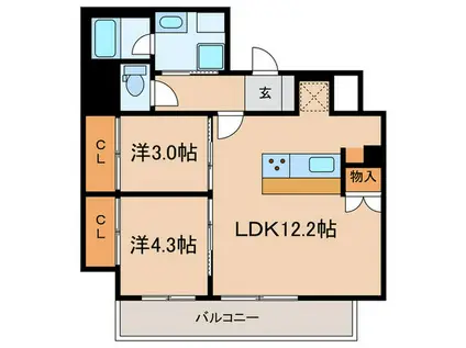 アーバネックス塚口(2LDK/4階)の間取り写真