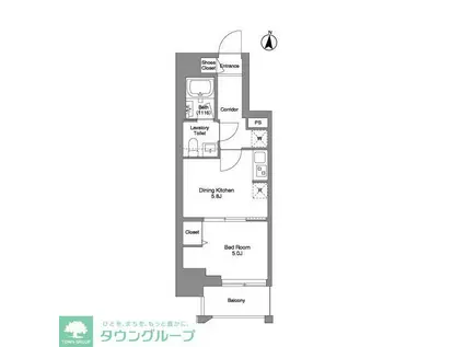 クラリティア綾瀬(1DK/11階)の間取り写真