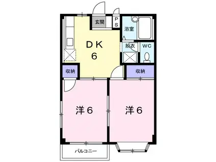ホワイトローズB(2DK/1階)の間取り写真
