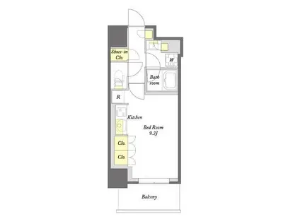 プライムメゾン板橋(ワンルーム/17階)の間取り写真