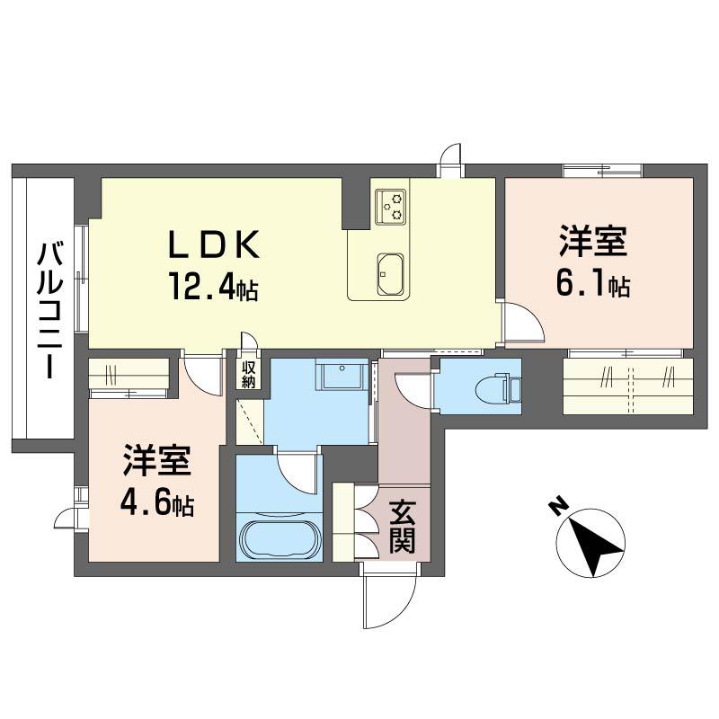トラストメゾンしらぎく(2LDK/3階)の間取り写真