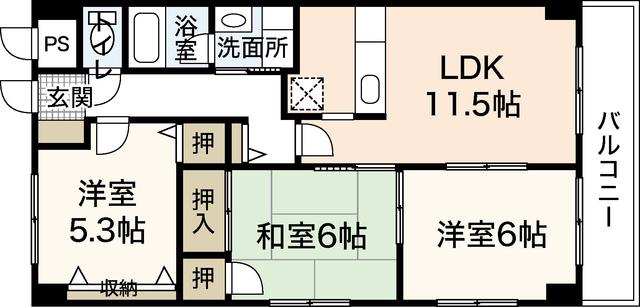グランカーサ古江(3LDK/4階)の間取り写真