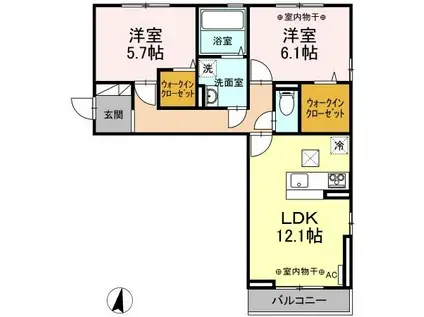 ラトン・ラヴール(2LDK/1階)の間取り写真