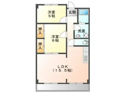 グランディア(2LDK/3階)の間取り写真