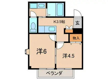 アーバンプラザII(2K/1階)の間取り写真