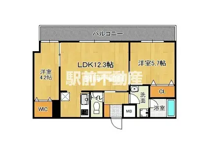 サムティ佐賀駅前SERENA(2LDK/10階)の間取り写真