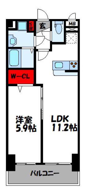 プレステージ空港東(1LDK/2階)の間取り写真