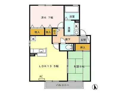ヴェルプロフォーン(2LDK/2階)の間取り写真
