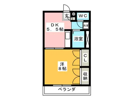 リバーライズII(1DK/2階)の間取り写真