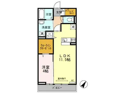 グランクレール高砂(1LDK/2階)の間取り写真