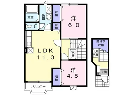 アヴニール21(2LDK/2階)の間取り写真