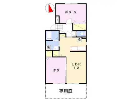 ルミエール飾磨(2LDK/1階)の間取り写真