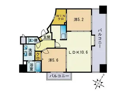 チェントロ・ジャルディーノ(2LDK/10階)の間取り写真