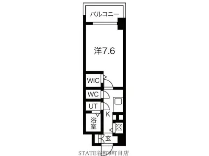 ミラージュパレス難波クルヴァ(1K/6階)の間取り写真