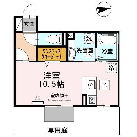D-ROOM フィット(ワンルーム/1階)の間取り写真