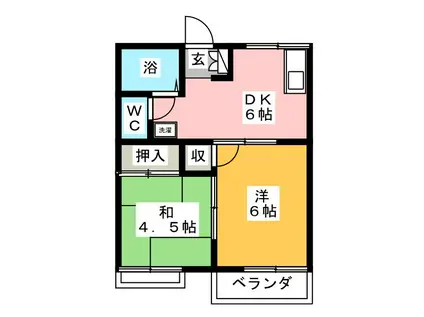 リヴェールK2(2DK/2階)の間取り写真