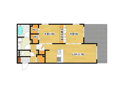 PREMIUM MAISON光プレミアムメゾンヒカリ(2LDK/1階)の間取り写真