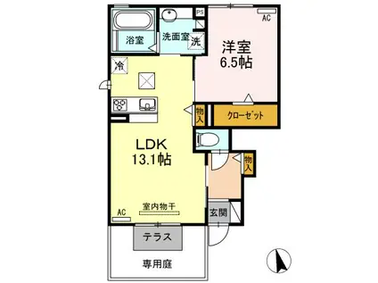 アルシオネ II(1LDK/1階)の間取り写真