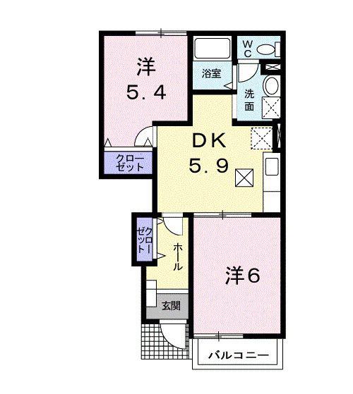 サンライトヒルズ(2DK/1階)の間取り写真