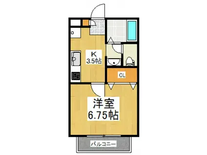 ソレイユ(1K/1階)の間取り写真