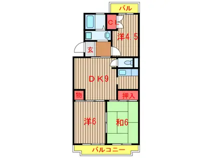 ビューコート習志野台(3DK/1階)の間取り写真