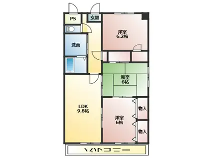 グレース小川(3LDK/1階)の間取り写真